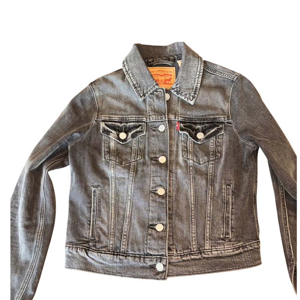 Levi Strauss Co | Size M | Denim Trucker Jacket |‎ Black Wash | Marked Irregular